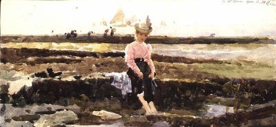 Ung jente padling (akvarell) av Alexander M. Rossi