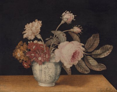 Blomster i en Delft-krukke av Alexander Marshal