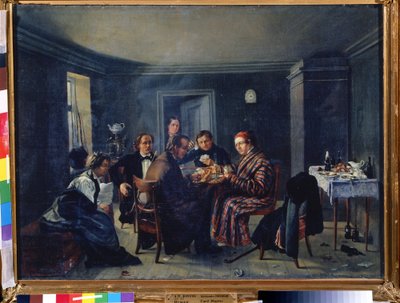 Kortspillere. Maleri av Alexander Matveyevich Dorogov (1819-1850). Olje på lerret, 49 x 66,5 cm, rundt 1840, russisk kunst. Statens russiske museum, St. Petersburg. av Alexander Matveyevich Dorogov