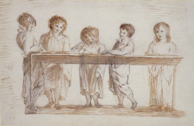 Choirboys (blyant og fargestift på papir) av Alexander Nasmyth