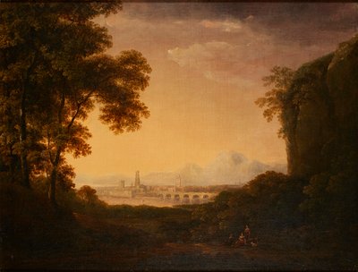 Figurer i et skogkledd italiensk landskap (olje på lerret) av Alexander Nasmyth