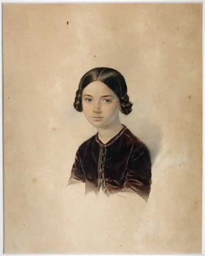 Portrett av Sofia Alexandrovna Briullowa (1848-1901) av Sokolov, Alexander Petrovich (1830-1911). Akvarell på papp, slutten av 1850-tallet-begynnelsen av 1860-tallet, State Museum of A.S. Pushkin, Moskva av Alexander Petrovich Sokolov