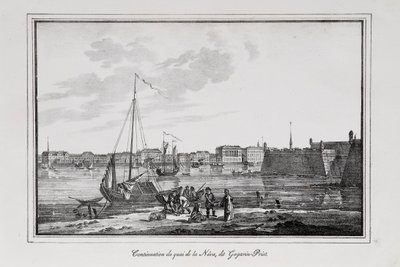 Petrovsky-kaien i St. Petersburg, den såkalte Gagarinsky-krigeren Series Views of Saint Petersburg, 1820-tallet av Alexander Pluchart