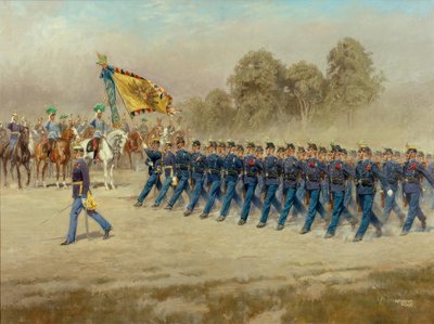 K. u. K. Høyt og tysk mesterinfanteriregiment nr. 4 besmitter foran erkehertug Eugen av Alexander Pock