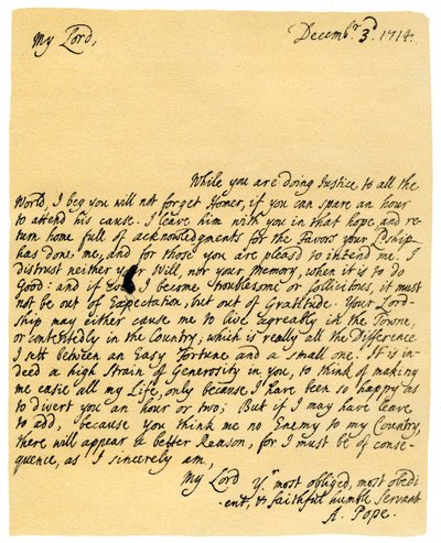 Brev fra Alexander Pope til Charles Montagu, 3. desember 1714. av Alexander Pope