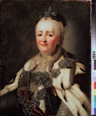 ""Portrett av Catherine II (caterina II) (1729-1796), keiserinne av Russland"" Maleri av Alexandre Roslin (1718-1795). Statens regionale I. Pozhalostin kunstmuseum, Ryasan. av Alexander Roslin