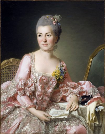 Portrett av Marie Suzanne (Marie-Suzanne) Giroust, Madame Roslin (1734-1772) Maleri av Roslin, Alexander (Alexandre) (1718-1793) av Alexander Roslin
