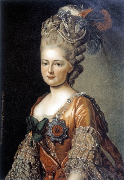 Portrett av den store russiske hertuginnen Mary Feodorovna laget i 1777 av den svenske maleren Alexander Roslin (1718 - 1793). av Alexander Roslin