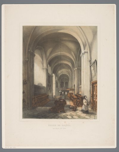 Interiør i Rolduc Abbey Church Église de Rolduc, Style Roman XIIme Siècle (tittel på objekt) Rolduc et ses environs (serietittel) av Alexander Schaepkens