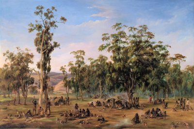 Et aboriginsk leirsted, nær Adelaide-foten av Alexander Schramm