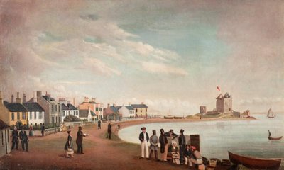 Beach Crescent og Broughty Castle, ca. 1835 (olje på lerret) av Alexander Smith