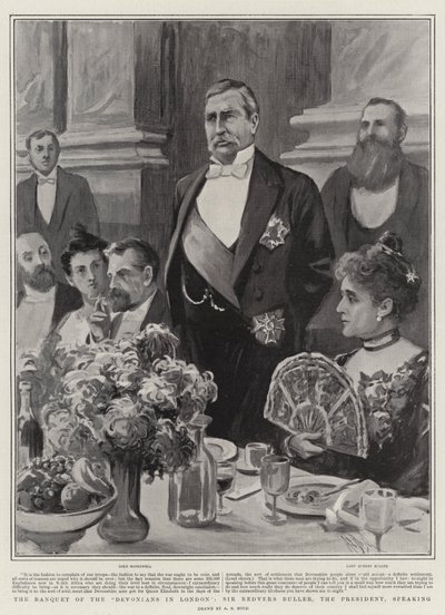 The Banquet of the Devonians i London, Sir Redvers Buller, presidenten, taler av Alexander Stuart Boyd