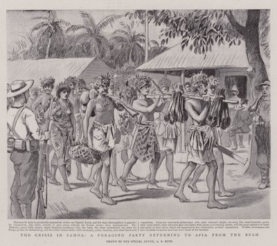 Krisen i Samoa, et fôringsparti som vender tilbake til Apia fra Bush av Alexander Stuart Boyd