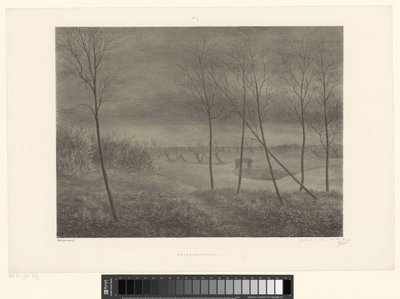 Landskap om natten Locus Nefastus (tittel på objekt) av Alexander Ver Huell (signed by artist)
