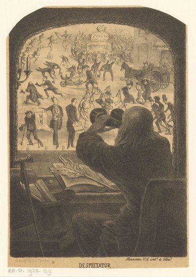 Mann med kikkert The Spectator (tittel på objekt) av Alexander Ver Huell