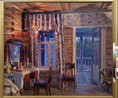 Interiør med ikonlampe. Maleri av Alexander Viktorovich Moravov (Alexander Victor) (1878-1951), olje på lerret av Alexander Viktorovich Moravov