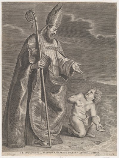 Saint Augustine, viser seg for et barn på en strand, ca. 1662-95., ca. 1662-95. av Alexander Voet