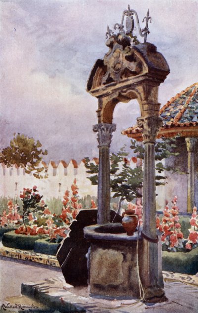 I en hage i Andalusia (farge litho) av Alexander Wallace Rimington