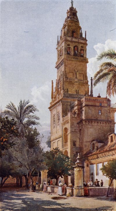 The Court of Oranges, moskeen i Cordova (farge litho) av Alexander Wallace Rimington