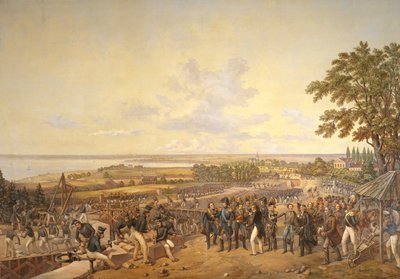 Kong Carl XIV Johan (1763-1844) av Sverige på besøk i kanalslusene ved Berg i 1819, 1856 av Alexander Wetterling