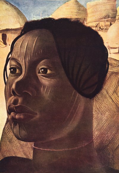 Aoua, Banda-kvinne (Ialinga), fra Drawings and Paintings of Africa, henrettet under Citroen Center Africa-ekspedisjonen, andre Haardt Audouin-Dubreuil-oppdraget, pub. Paris, 1927 av Alexander Yakovlev