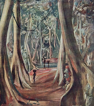 I den store skogen, fra Drawings and Paintings of Africa, utført under Citroen Center Africa-ekspedisjonen, andre Haardt Audouin-Dubreuil-oppdraget, pub. Paris, 1927 av Alexander Yakovlev