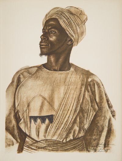 Gadem, elefantjeger (Birao), fra Drawings and Paintings of Africa, henrettet under Citroen Center Africa-ekspedisjonen, andre Haardt Audouin-Dubreuil-oppdraget, pub. Paris, 1927 (farge opplyst av Alexander Yakovlev