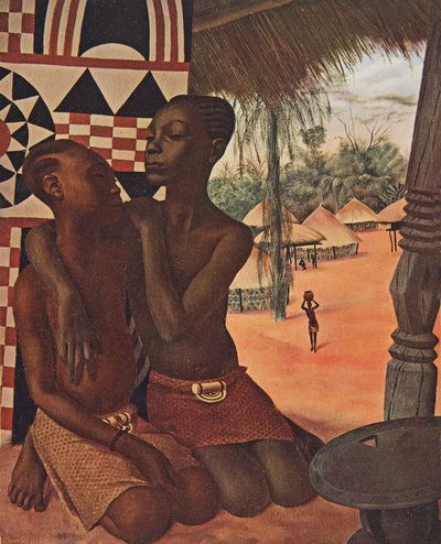 Titi og Naranghe, døtre til sjef Eki Bondo (Haut Ouelle) (den ene av en Mangbetou-mor, den andre til en Matchaga-mor), fra Drawings and Paintings of Africa, henrettet under Citroen Center Afr-ekspedisjonen av Alexander Yakovlev