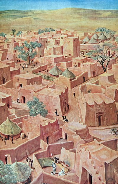 Zinder, fra Drawings and Paintings of Africa, henrettet under Citroen Center Africa-ekspedisjonen, andre Haardt Audouin-Dubreuil-oppdraget, pub. Paris, 1927 av Alexander Yakovlev