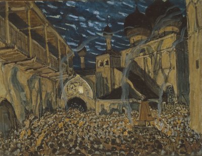 Scenografi for operaen The Pskov Maiden av N. Rimsky-Korsakov, ca. av Alexander Yakovlevich Golovin