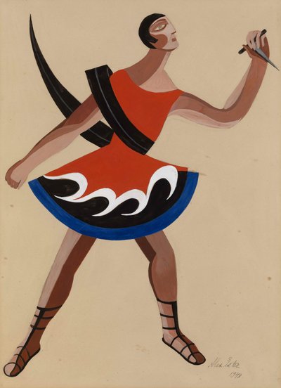 Kostymedesign for stykket The Phoenician Women av Euripides, 1948 av Alexandra Alexandrowna Exter