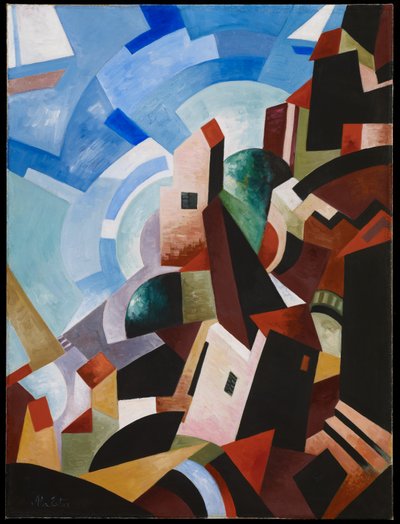 Italian Town by the Sea, ca. 1917 (olje og tempera på lerret) av Alexandra Alexandrowna Exter