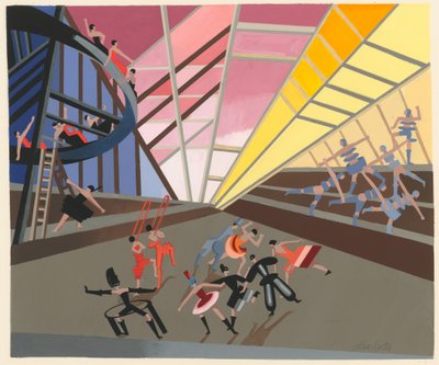 Naturskjønn design fra porteføljen Décors de Théâtre, 1930. av Alexandra Alexandrowna Exter