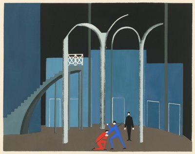 Naturskjønn design fra porteføljen Décors de Théâtre, 1930. av Alexandra Alexandrowna Exter