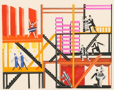 Naturskjønn design fra porteføljen Décors de Théâtre, 1930. av Alexandra Alexandrowna Exter