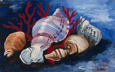 Stilleben med skjell, ca 1928 av Alexandra Alexandrowna Exter