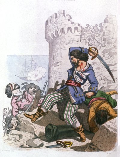 Grammont, fransk pirat, ca. 1850 (gravering) av Alexandre (after) Debelle