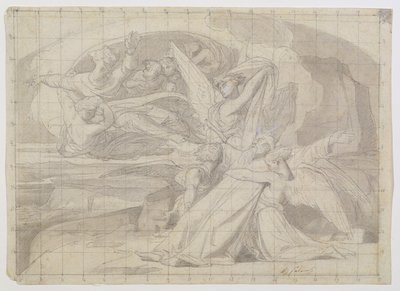 Studie for The Death of Moses, 1851 (penn og blekk, vask, blyant og gouache på papir) (se 225068) av Alexandre Cabanel