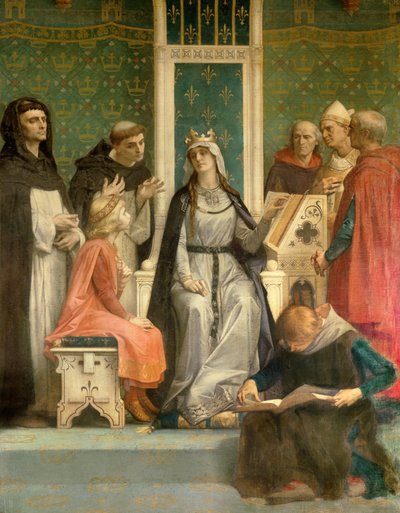 Den hvite dronningen av Castilla holder et foredrag for den fremtidige kong Louis IX (Saint Louis) (1214-1270) barn Maleri av Alexandre Cabanel (1823-1889) 1800-tallets Paris, Pantheon av Alexandre Cabanel