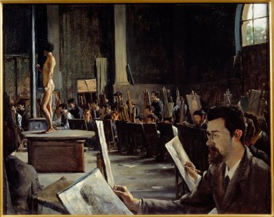 Verkstedet til maleren Alexandre Cabanel (1823-1889) ved Ecole des Beaux Arts Maleri av Tacrede Bastet (1858-1942) 1883 Grenoble Musee des Beaux Arts Oppmerksomhet! Bruk av dette verket kan være underlagt en tredjeparts autorisasjonsforespørsel eller tille av Alexandre Cabanel
