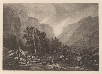 Par ved et ødelagt hus av Alexandre Calame