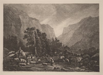 Par ved et falleferdig hus av Alexandre Calame