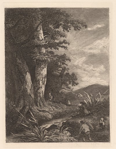 Hjort ved en bekk av Alexandre Calame