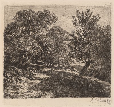 Mann hviler ved en steinmur av Alexandre Calame