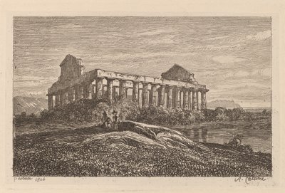 Ruiner ved Paestum av Alexandre Calame