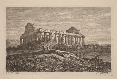 Ruiner ved Paestum av Alexandre Calame