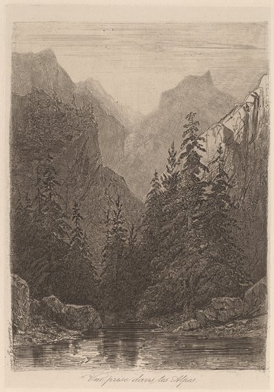 Utsikt tatt i Alpene av Alexandre Calame