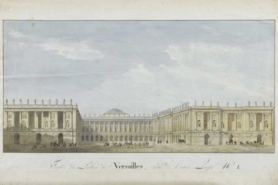 Fasadeprosjekt for slottet i Versailles på inngangssiden, 1811-1813. av Alexandre Dufour