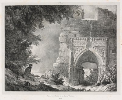Pittoreske og romantiske reiser i gamle Frankrike: Ruinene av Palace of the White Queen av Alexandre Evariste Fragonard