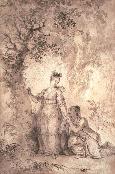 Forloveden til kongen av Garbe: Treet (penn og blekk) av Alexandre Evariste Fragonard